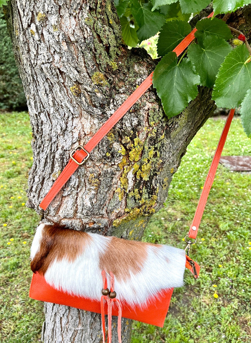 Bolso piel y pelo natural bandolera