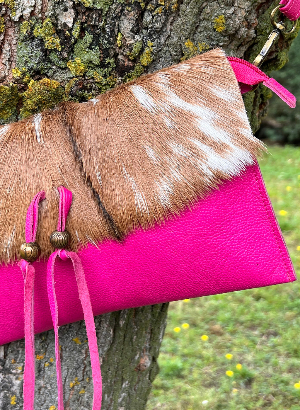 Bolso piel y pelo natural bandolera