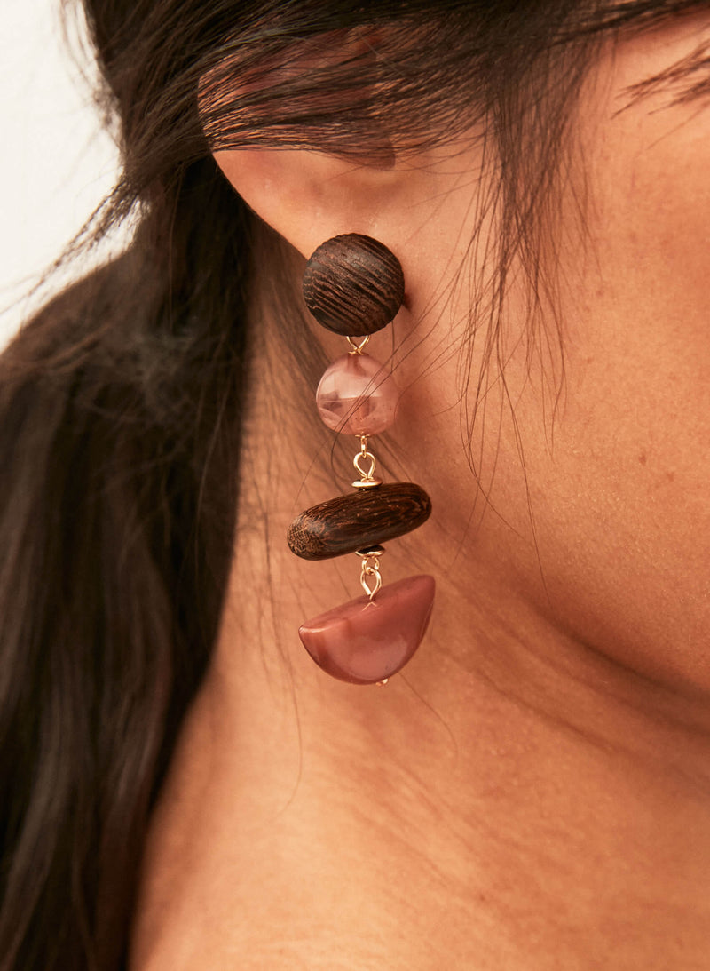 Pendientes colgantes madera-pasta