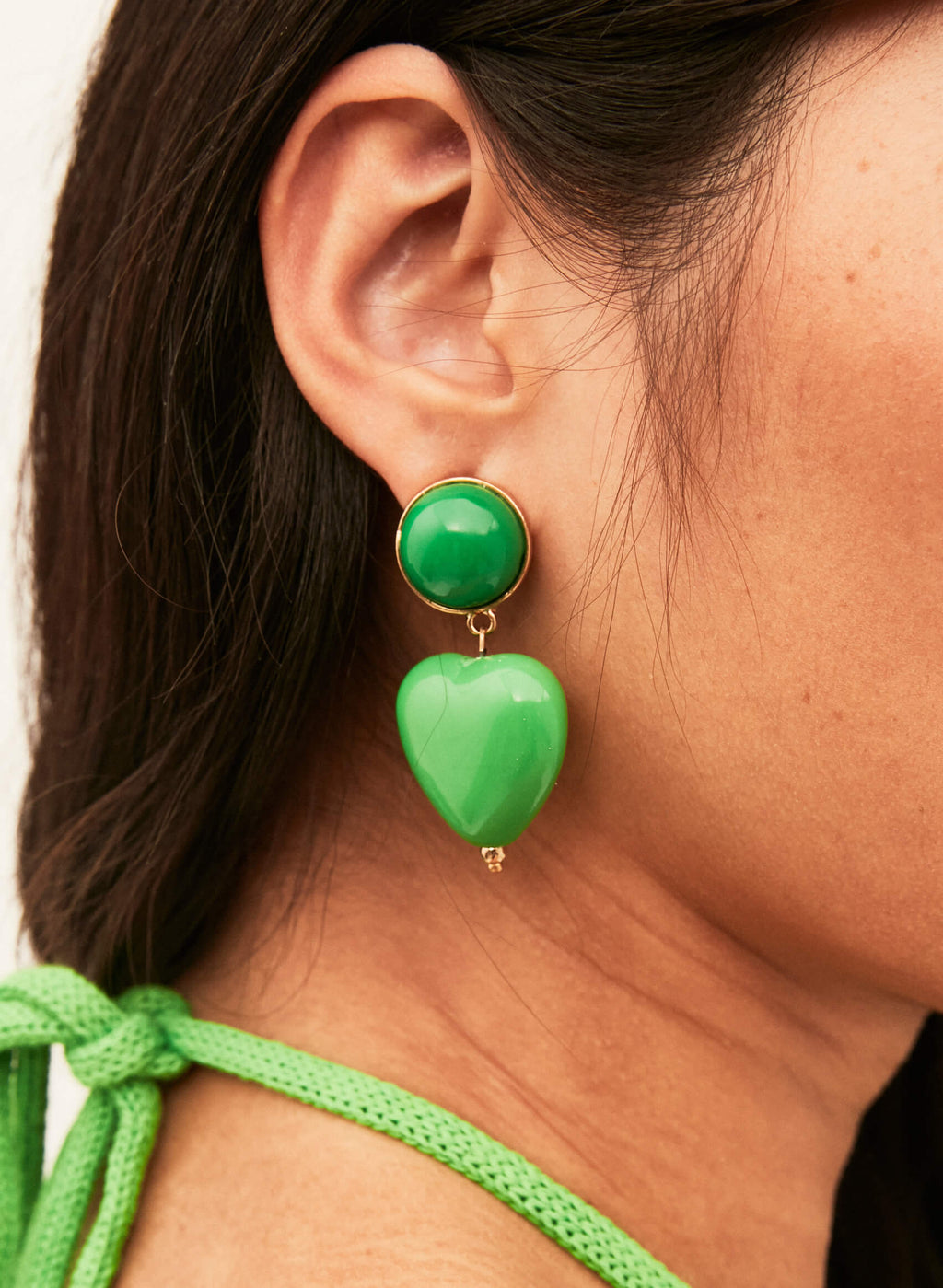 Pendientes pasta corazón verde