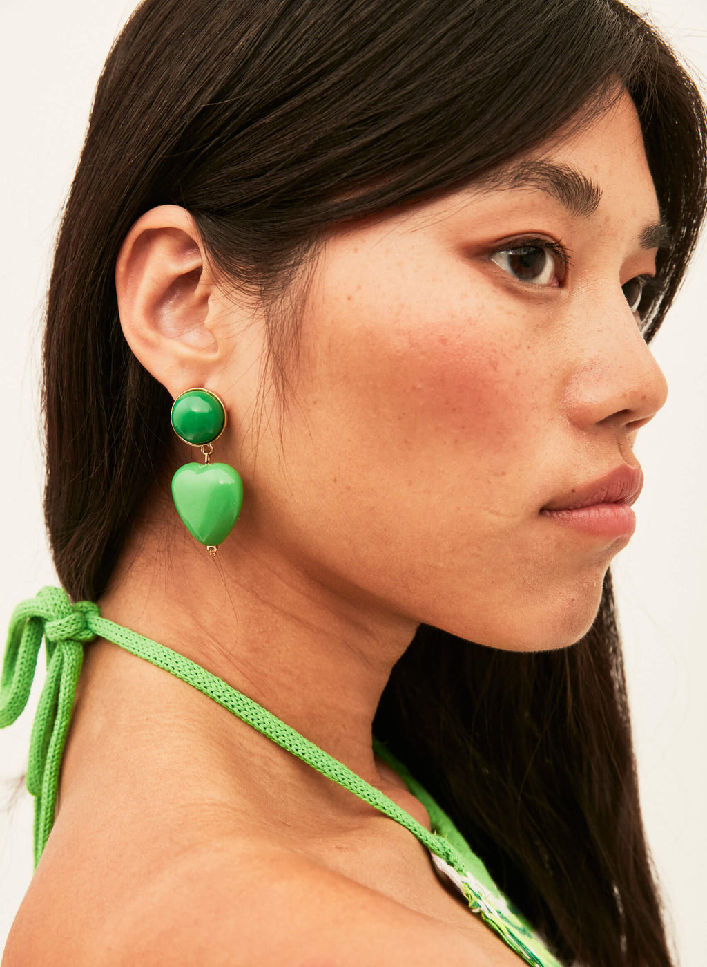 Pendientes pasta corazón verde