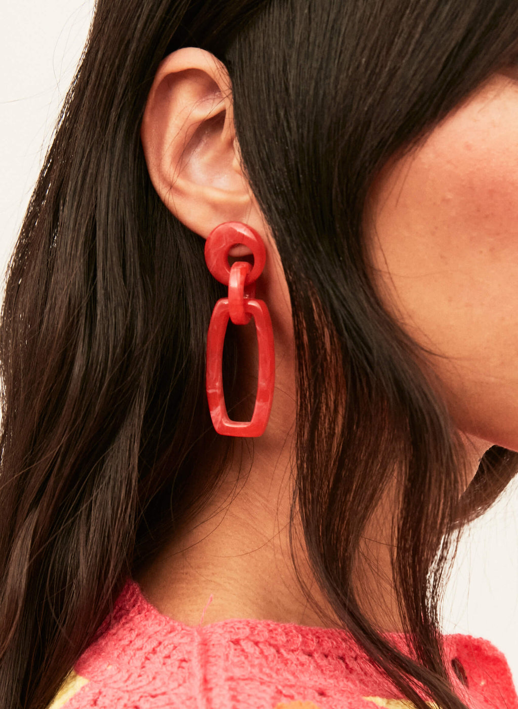 Pendientes pasta coral rectángulo