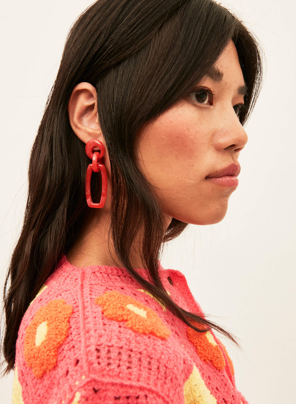 Pendientes pasta coral rectángulo