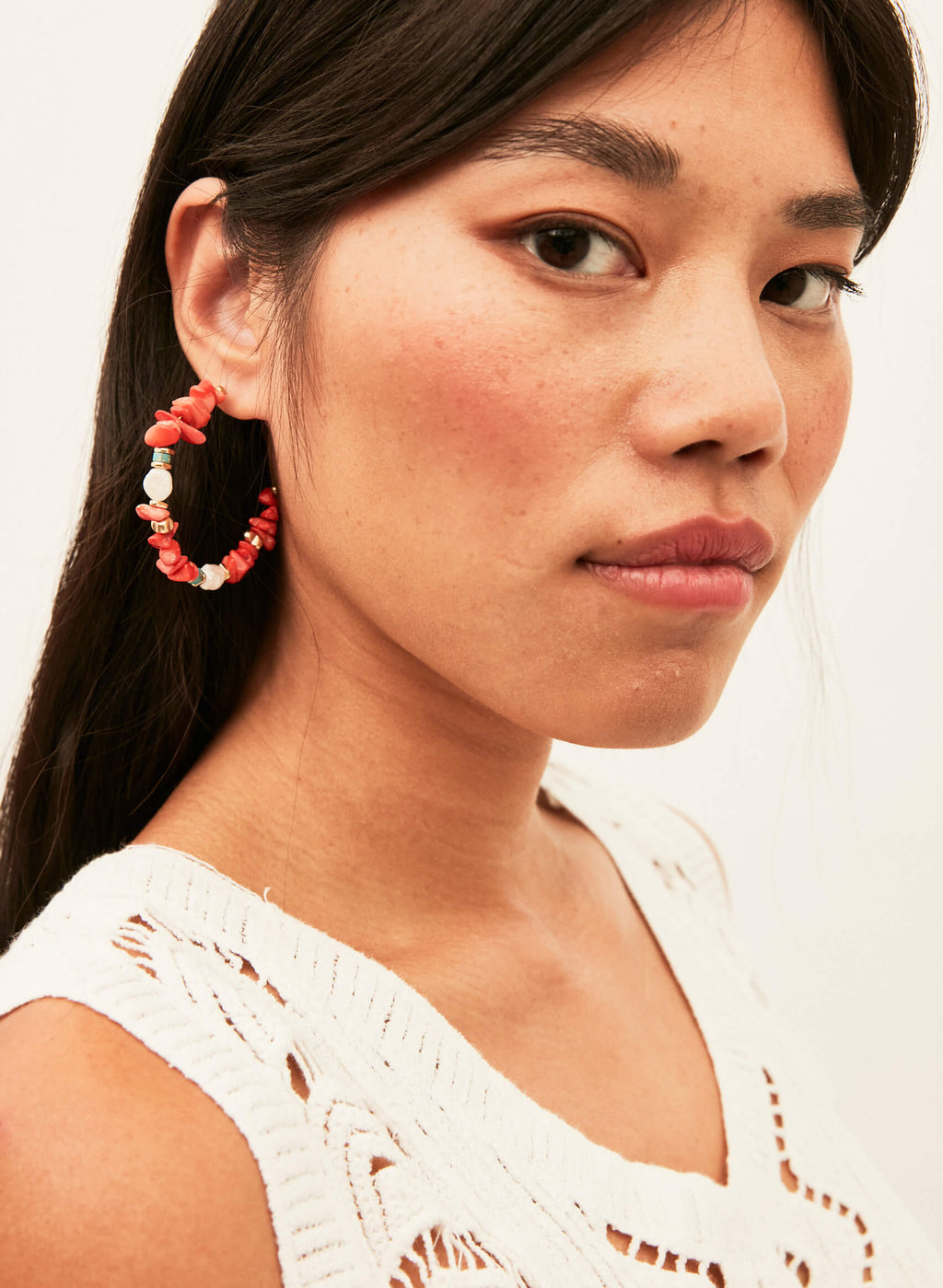 Pendientes aro coral