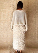 Falda punto flecos beige