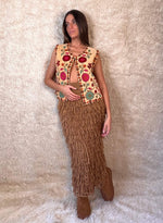 Falda punto flecos camel