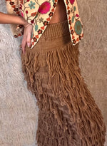 Falda punto flecos camel