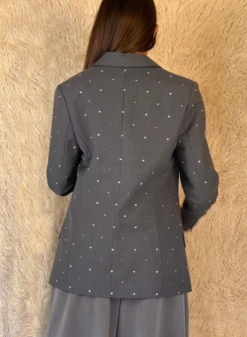 Blazer motivos brillantes gris