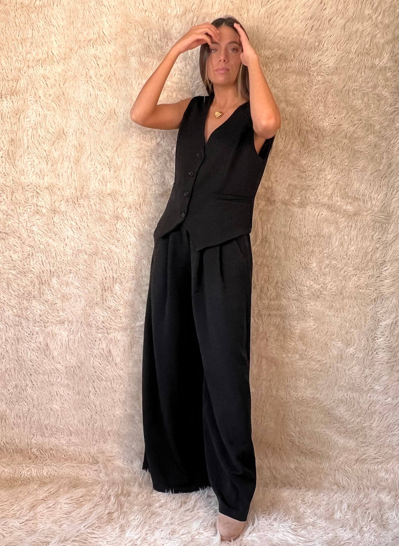 Pantalón tailor pinzas negro