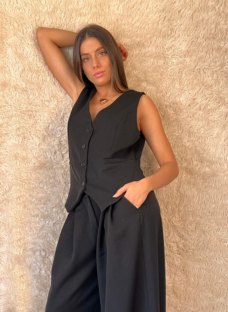 Pantalón tailor pinzas negro