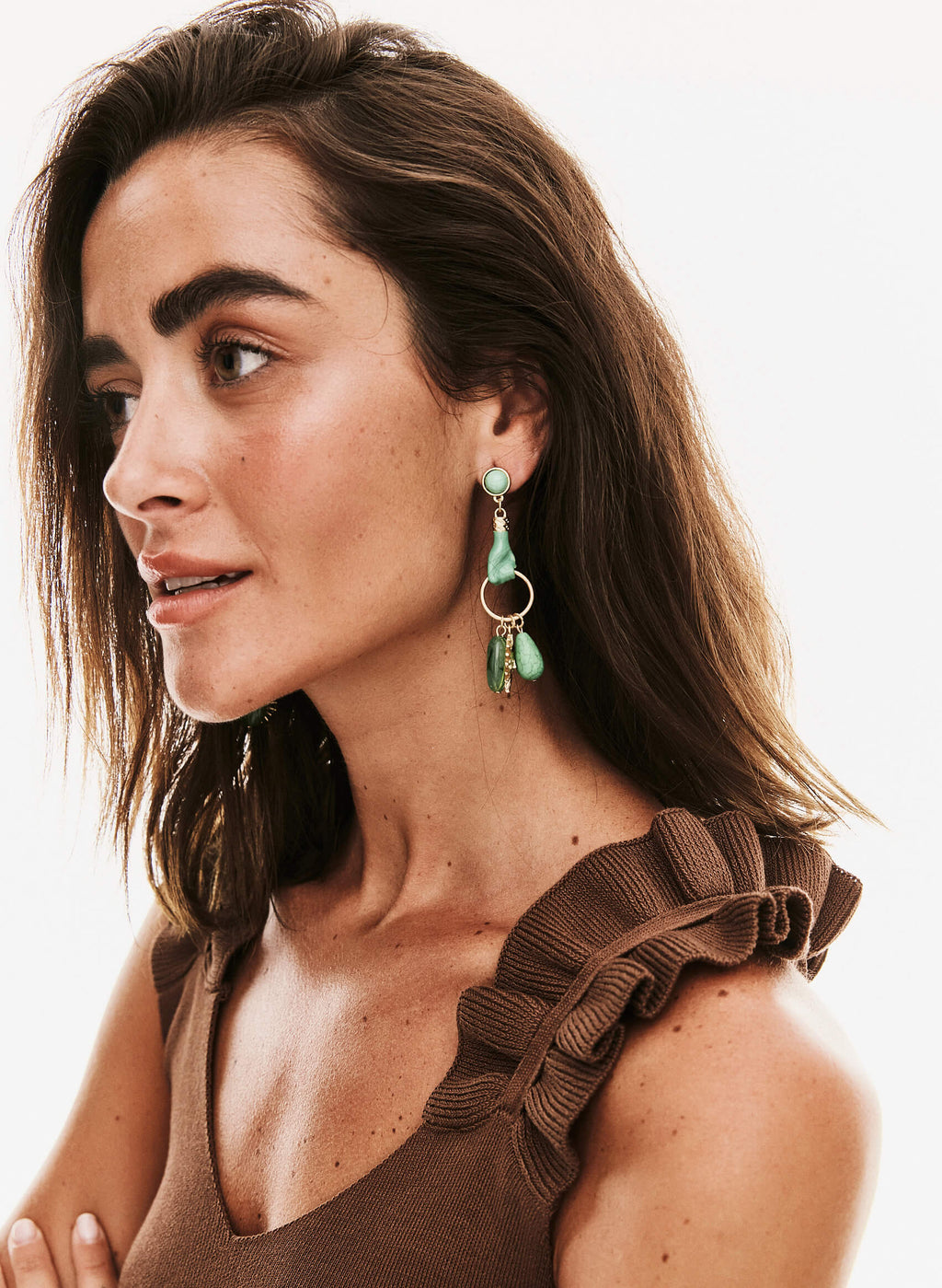 Pendientes abalorios mano verde