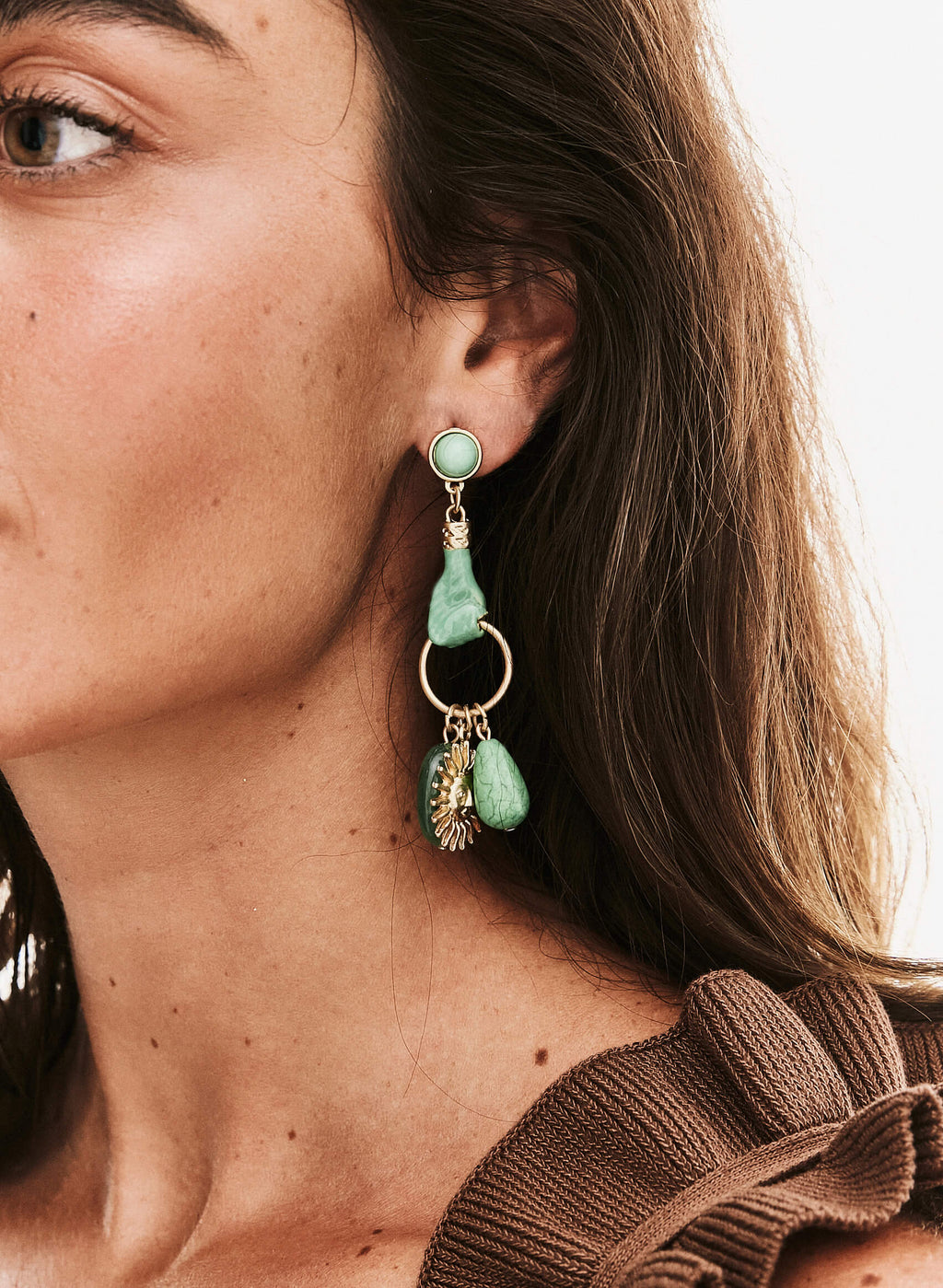Pendientes abalorios mano verde