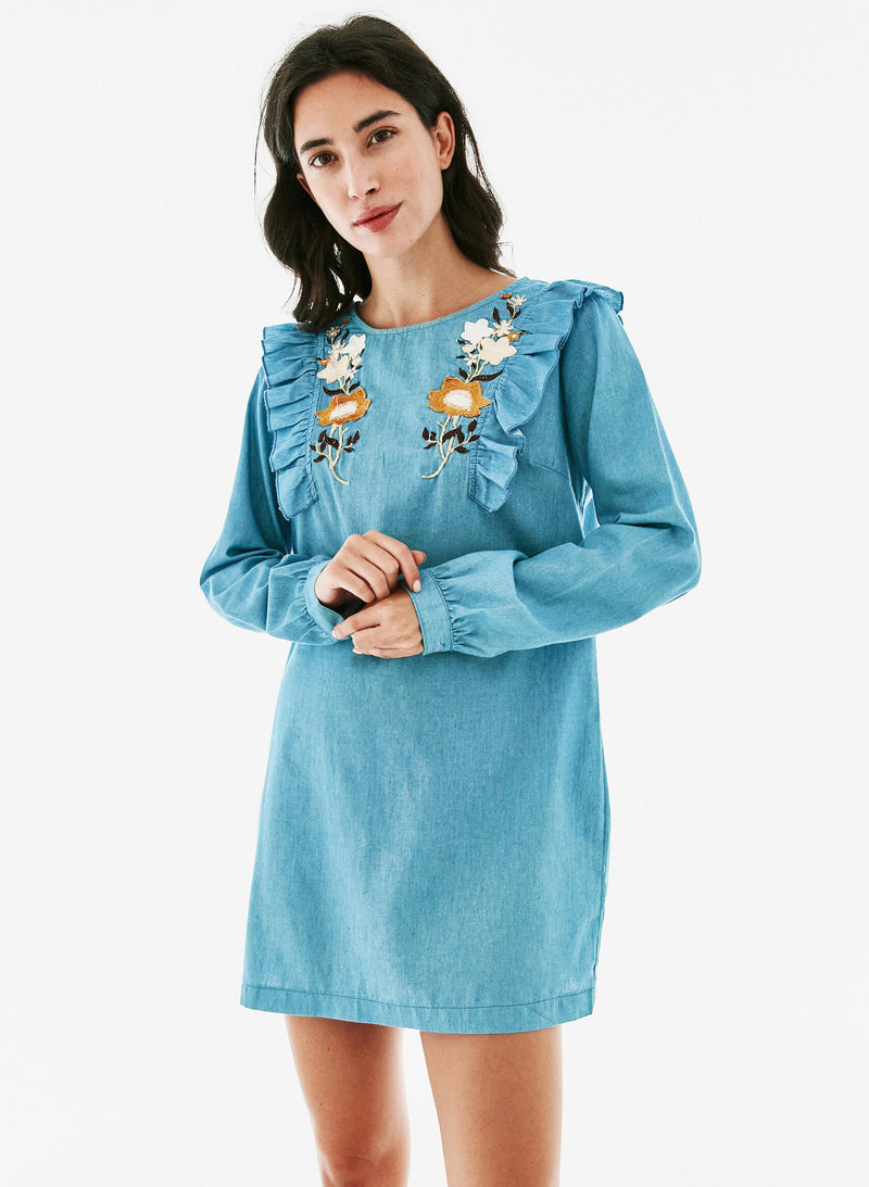 Vestido denim bordados