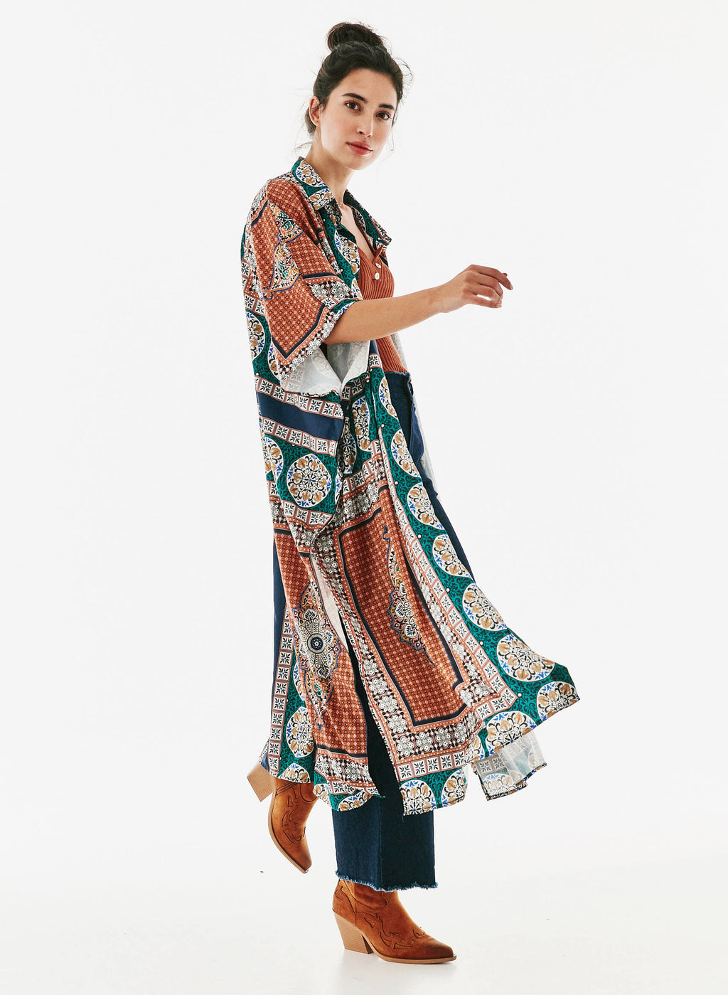 Kimono seda estampado