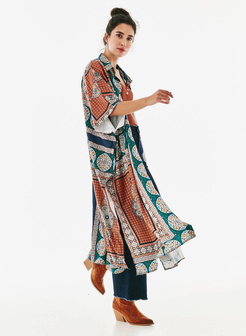 Kimono seda estampado