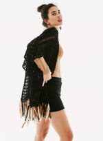 Poncho punto flecos