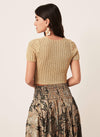 Top cropped dorado canalé