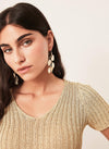 Top cropped dorado canalé