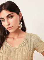 Top cropped dorado canalé