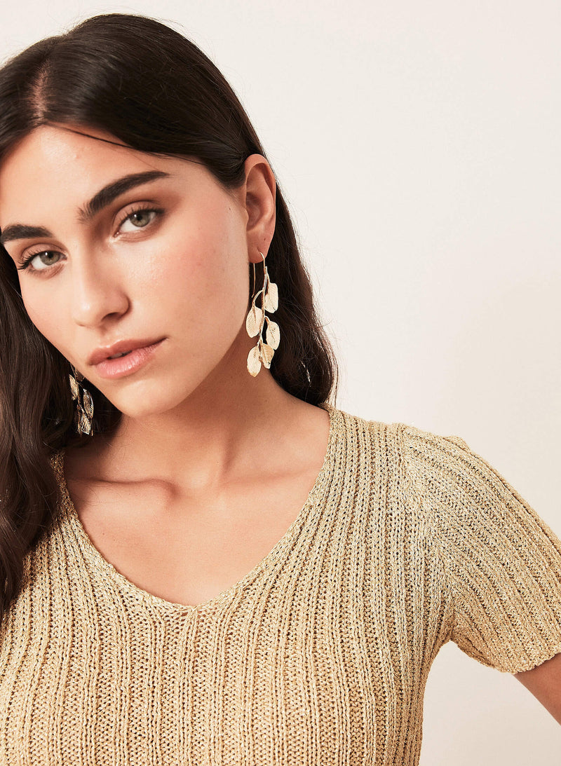 Top cropped dorado canalé