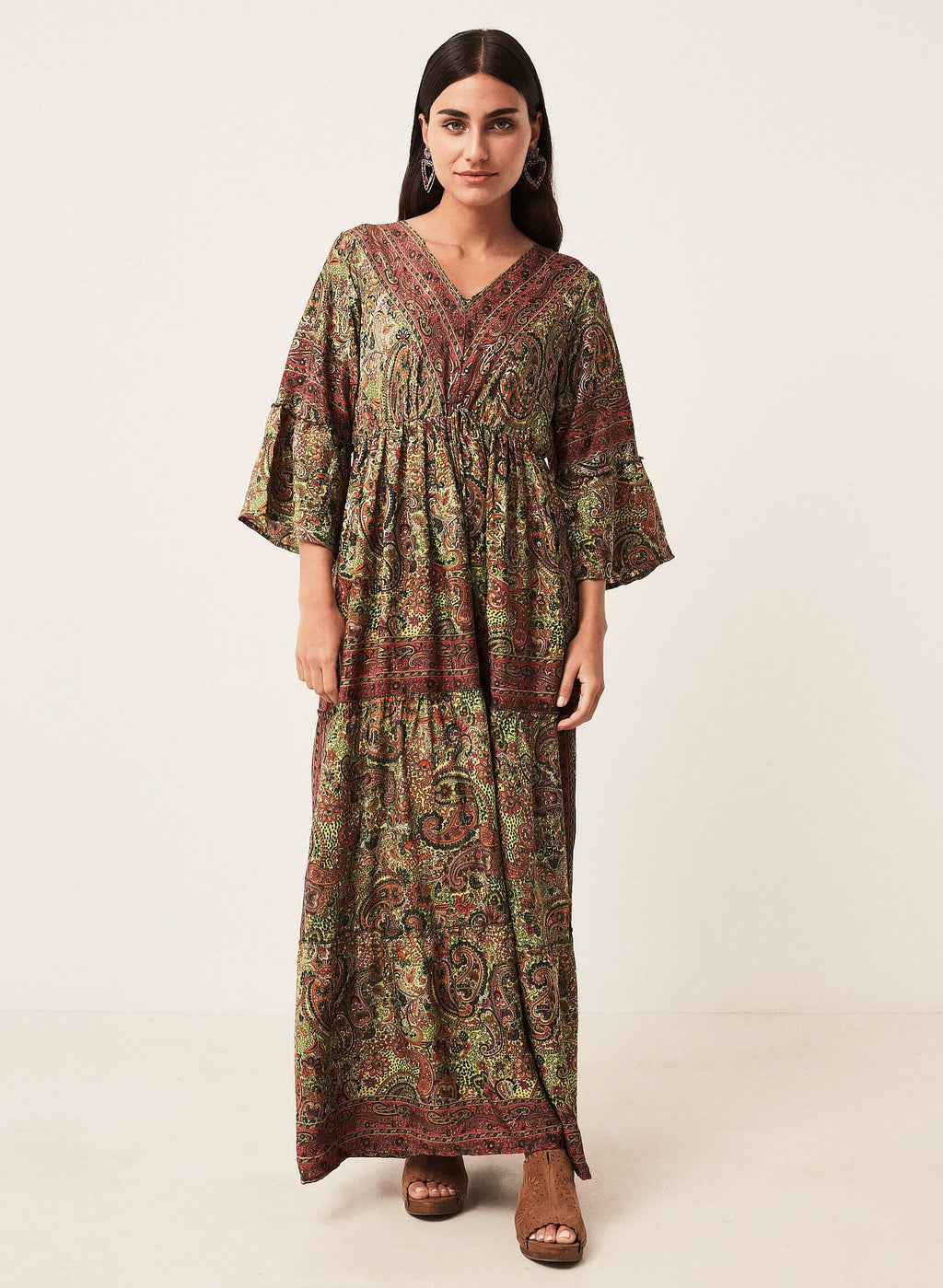 Vestido largo seda paisley