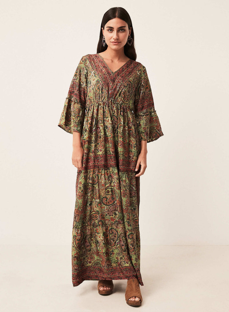 Vestido largo seda paisley