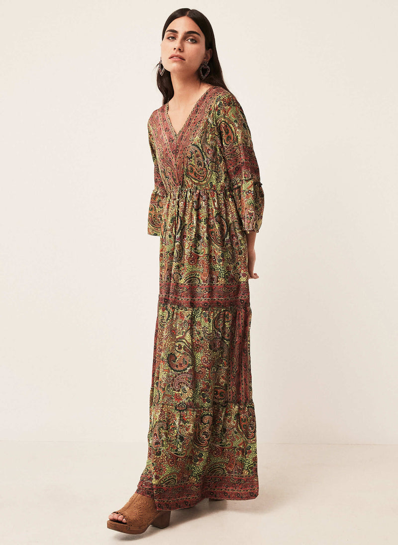 Vestido largo seda paisley