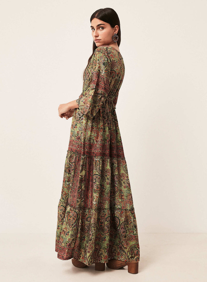 Vestido largo seda paisley