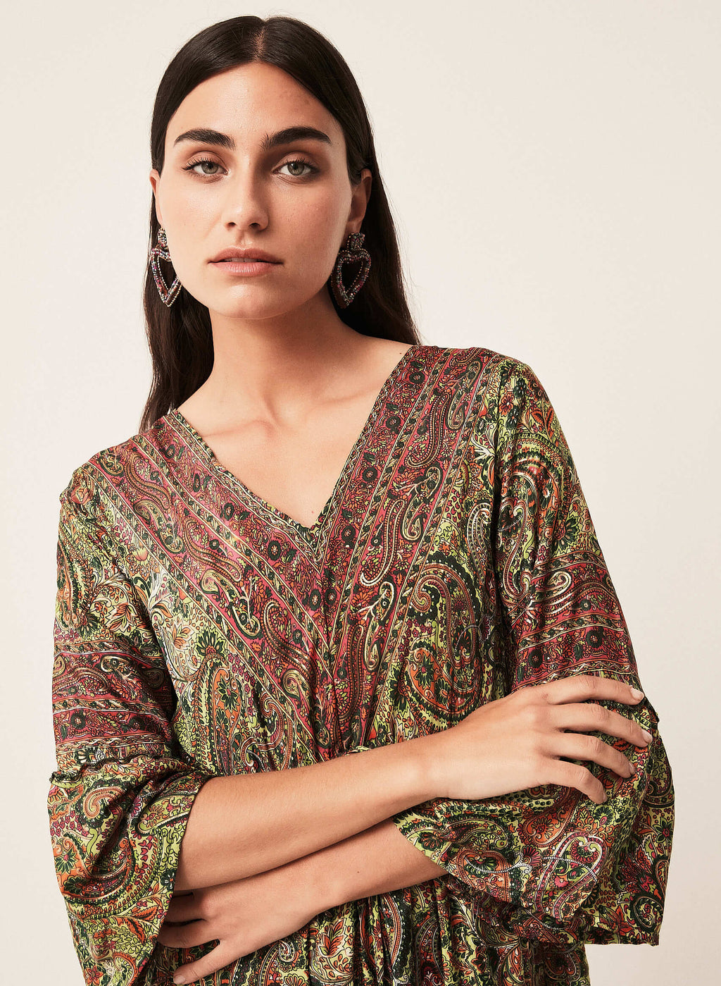 Vestido largo seda paisley