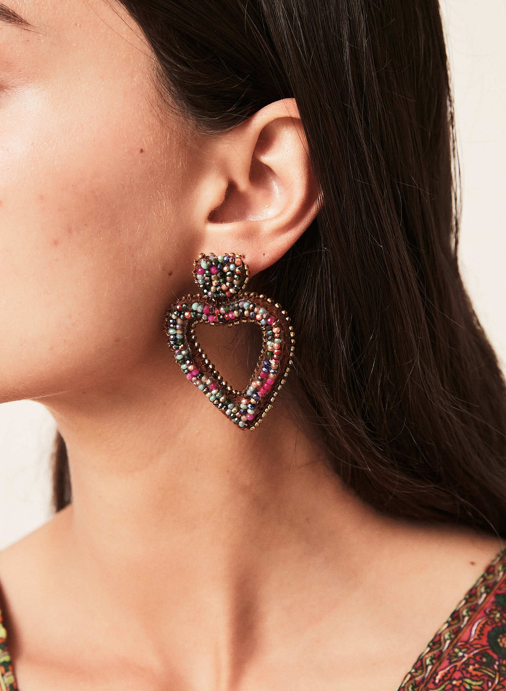 Pendientes abalorios corazón