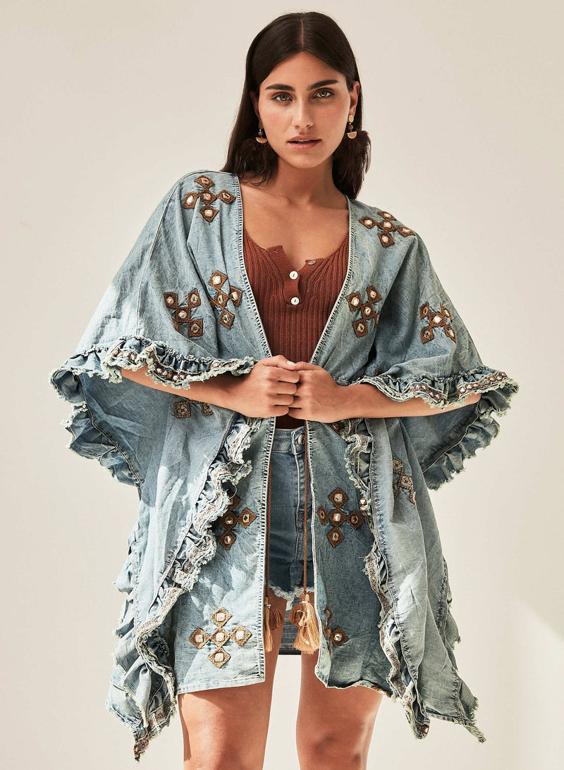 Chaqueta denim bordada