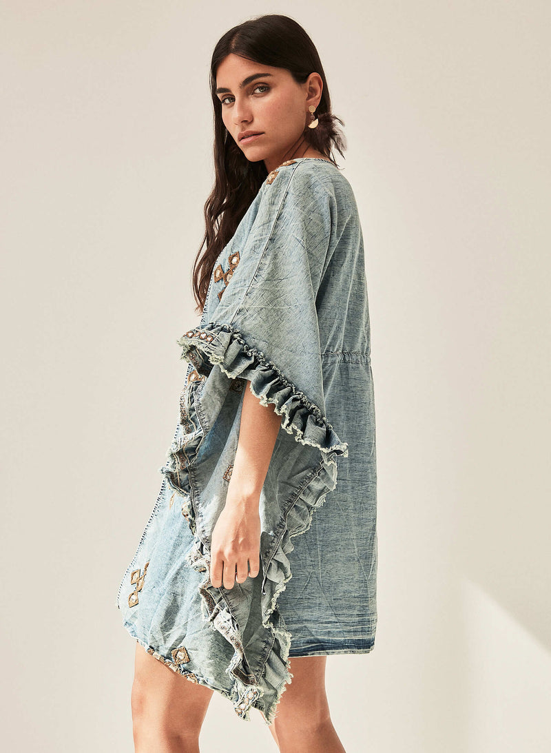 Chaqueta denim bordada