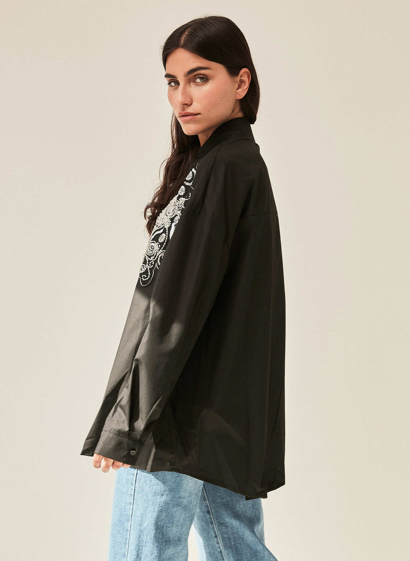 Camisa joya bordada negra