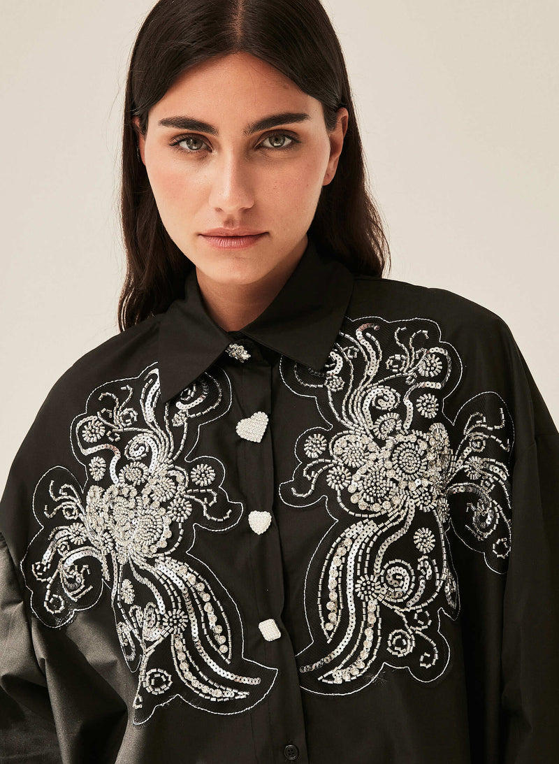 Camisa joya bordada negra