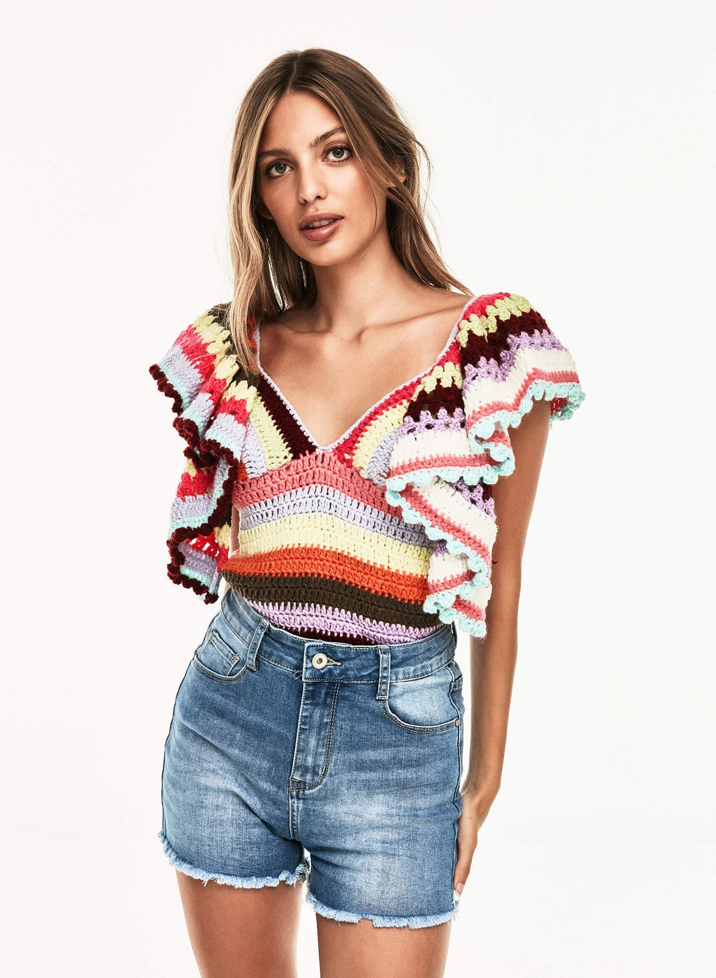 Top punto volantes multicolor