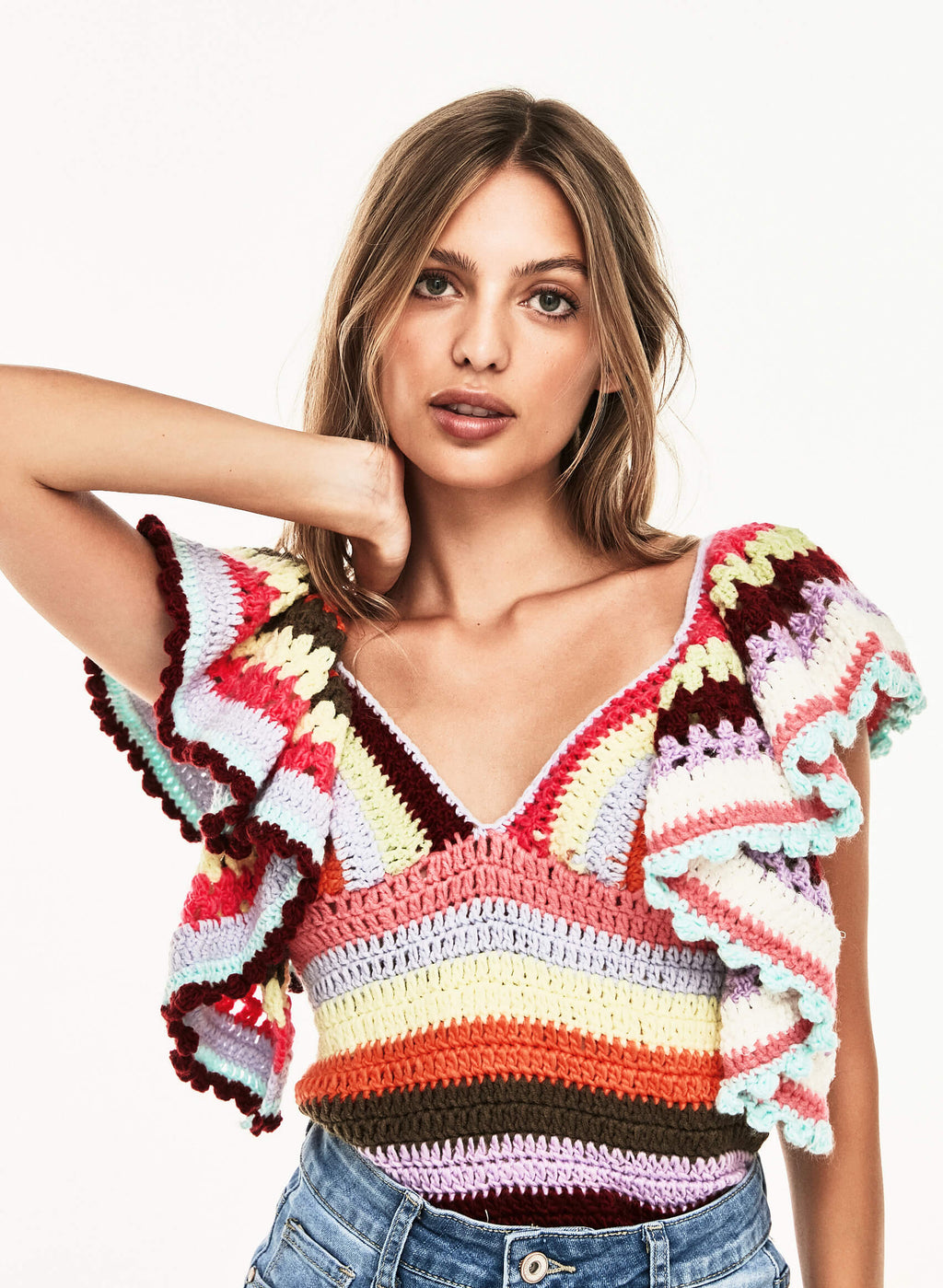 Top punto volantes multicolor