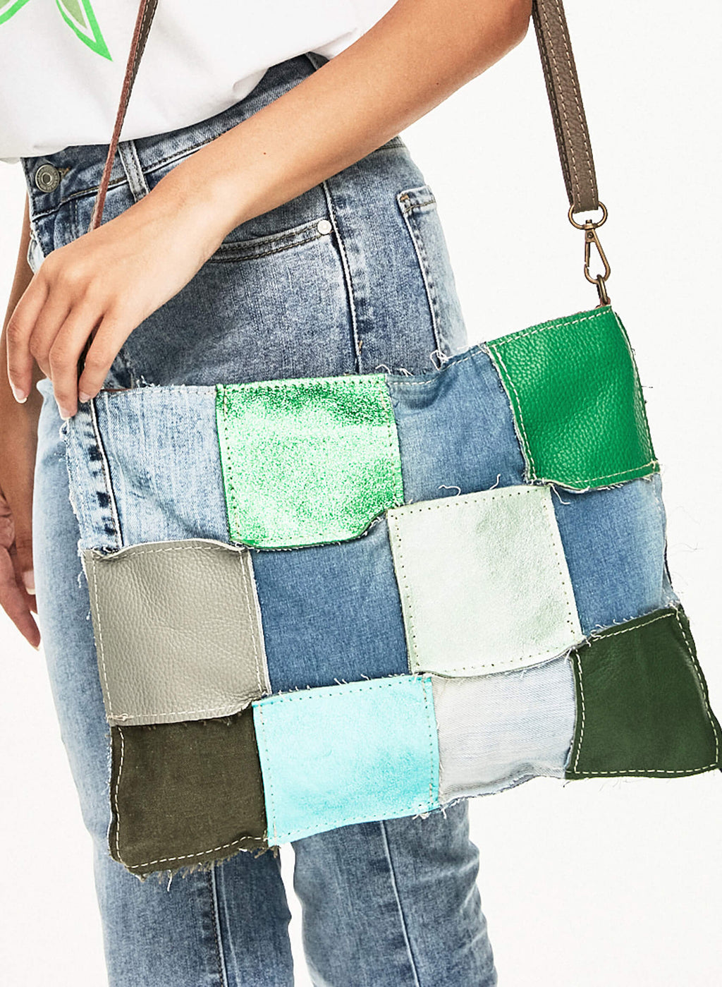 Bolso patchwork bandolera verde