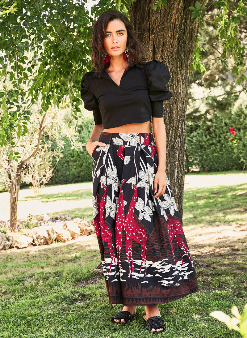Blusa cropped manga abullonada