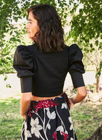 Blusa cropped manga abullonada