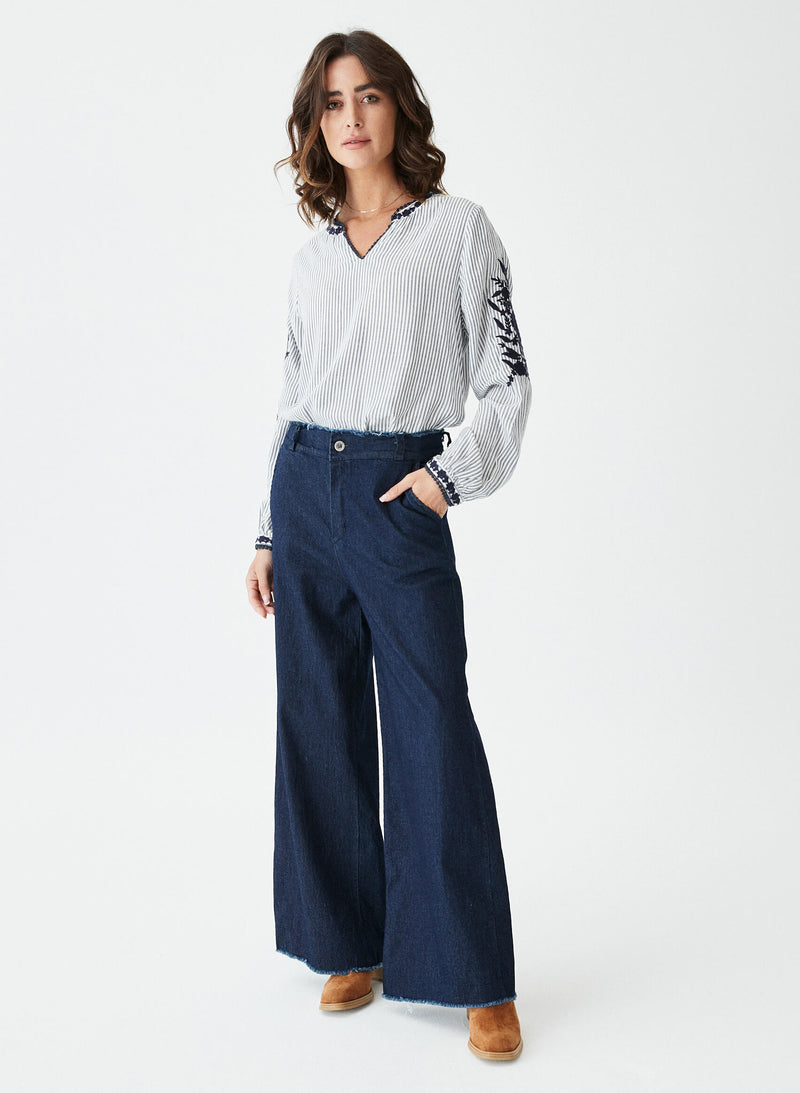 Blusa rayas bordada
