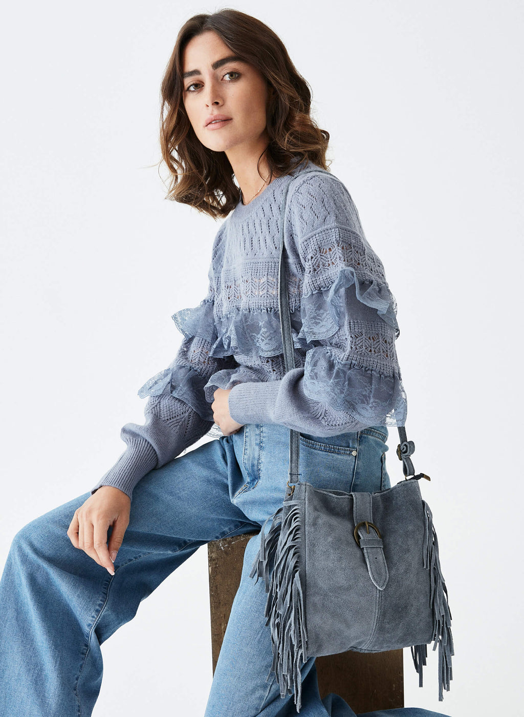 Bolso piel flecos