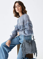 Bolso piel flecos