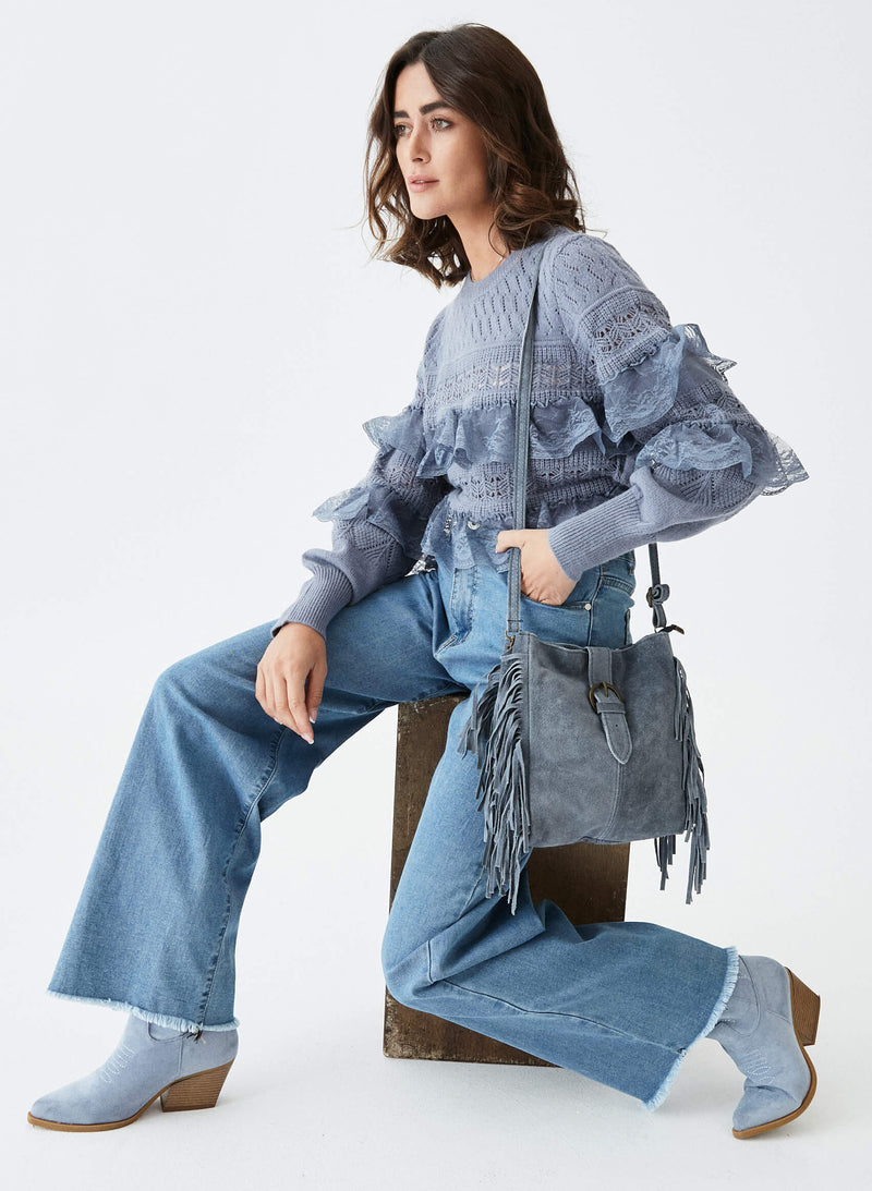 Bolso piel flecos
