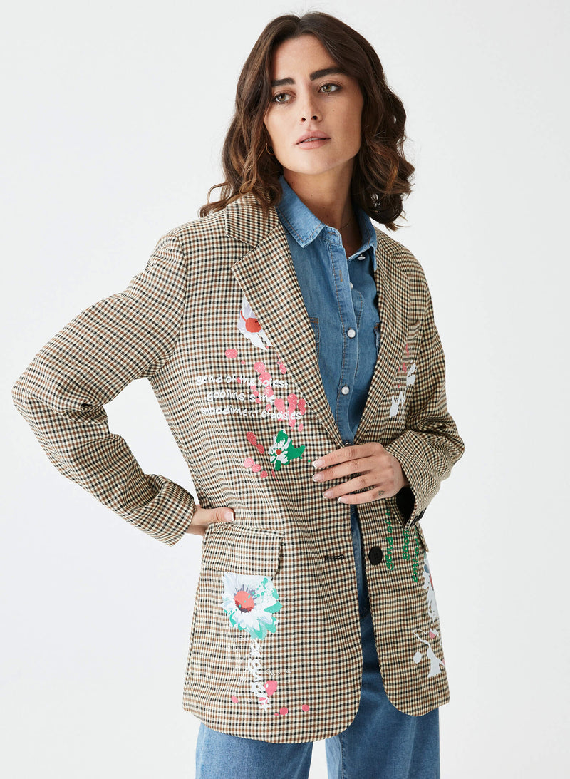 Blazer cuadros pintada a mano