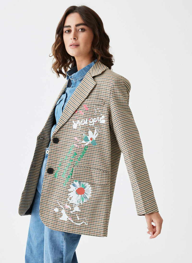 Blazer cuadros pintada a mano
