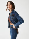 Chaqueta denim tapicería flecos