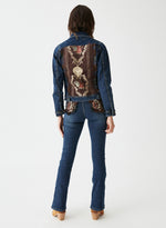 Chaqueta denim tapicería flecos