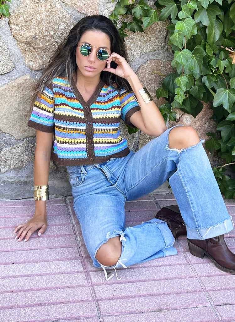 Top chaqueta cropped crochet