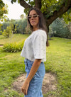 Top cropped beige piedras