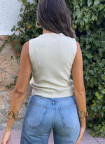 Top canalé metalizado oro